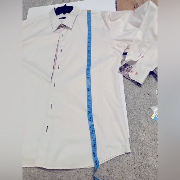 Jared Lang Collection LS button-down shirt pink navy paisley detailing XXL - Picture 10 of 15